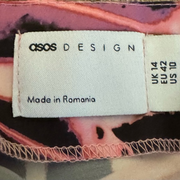 Asos Pink Butterfly Cord Tie Front Ruched Midi Skirt Size 10 Satin Side Zip - Picture 3 of 8